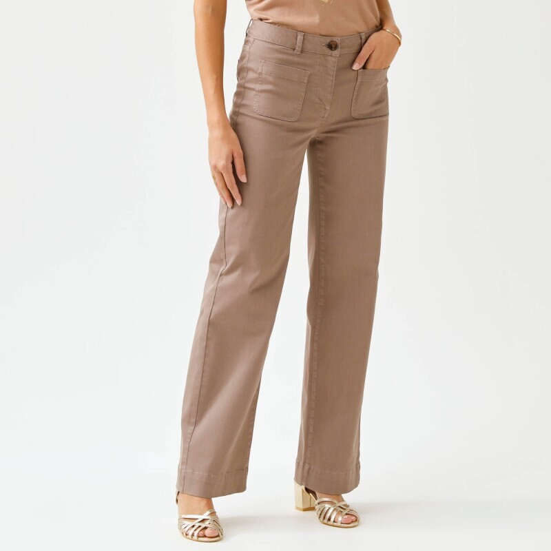 Široké keprové kalhoty s vysokým pasem, pro střední výšku postavy