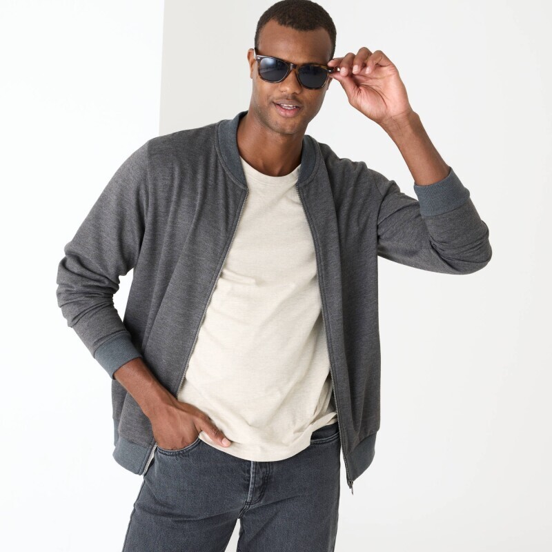 Mikina s kulatým výstřihem, na zip