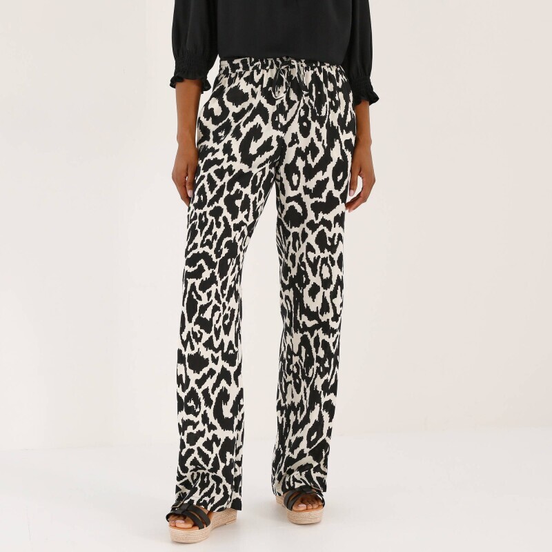 Široké nohavice s pružným pásom a potlačou