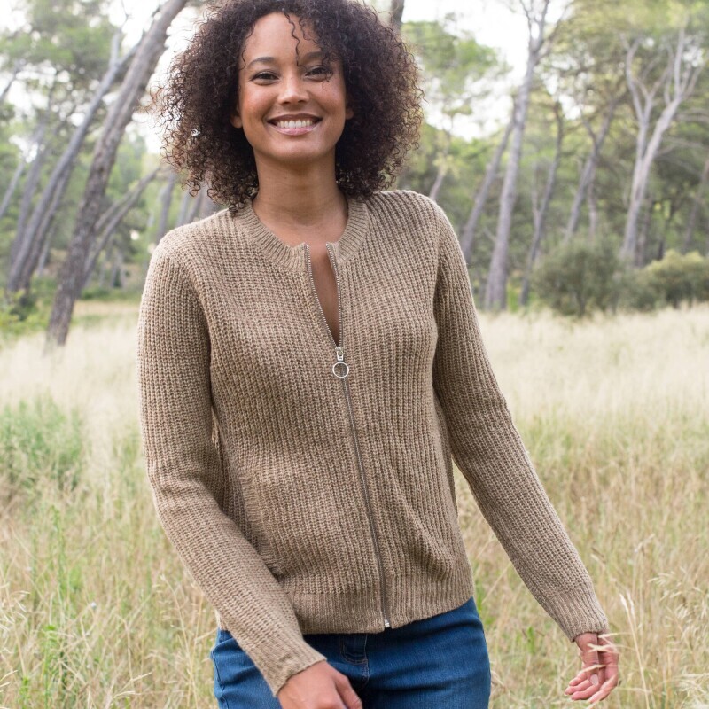 Svetr na zip, s hladkým vzorem