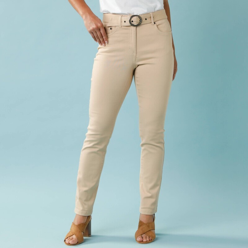 Rovné kalhoty s páskem, pro menší postavu