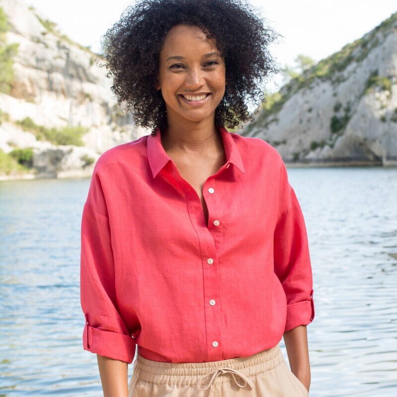 Košeľa zo zmesi bavlny a ľanu