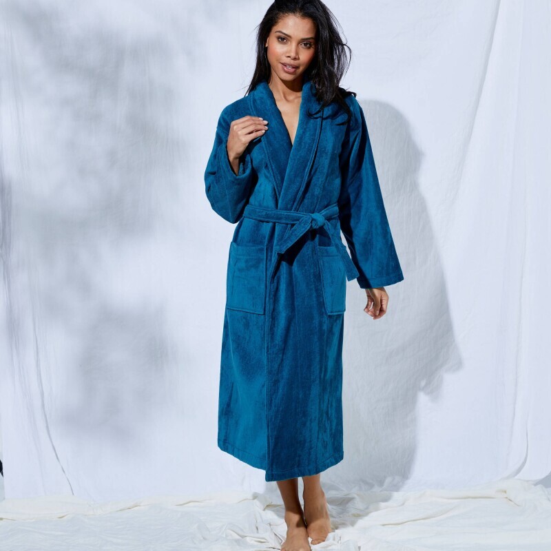 Велюровий махровий халат Colombine з шалевим коміром