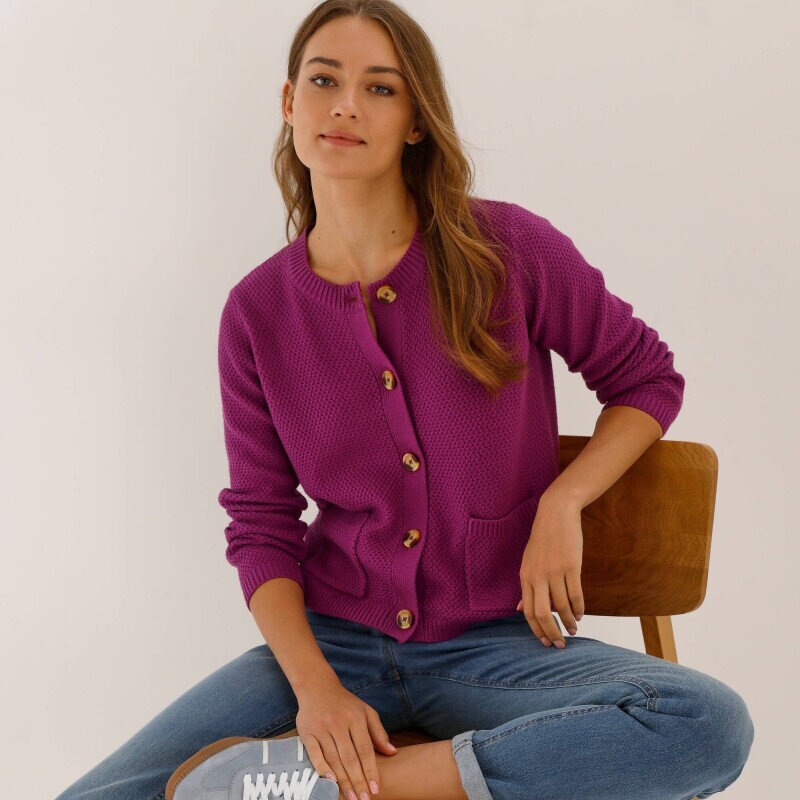 Propínací svetr s perličkovým vzorem