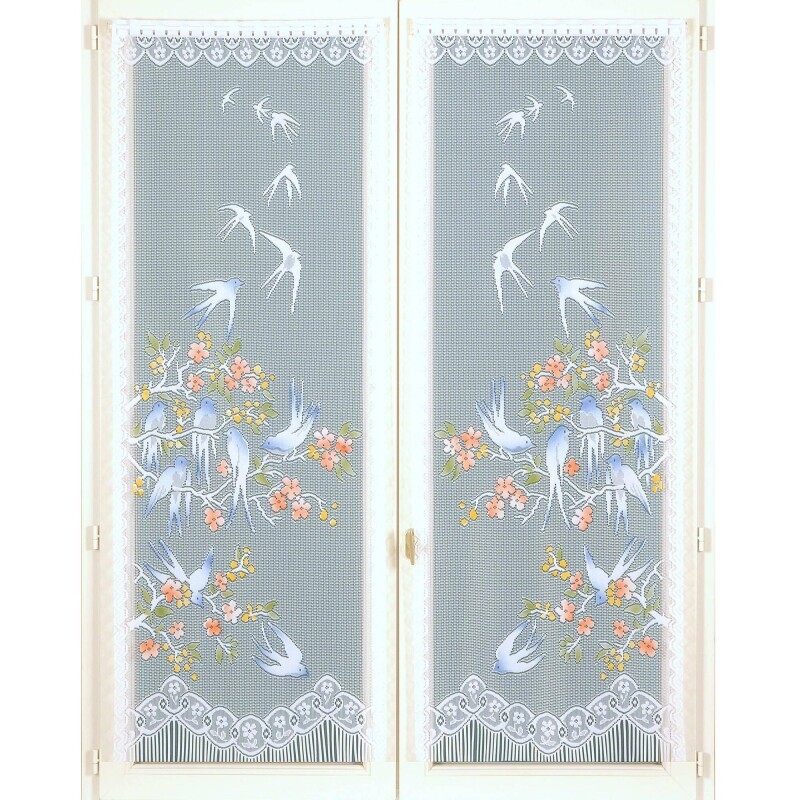 Rovná záclona s motivem vlaštovek, 1 pár