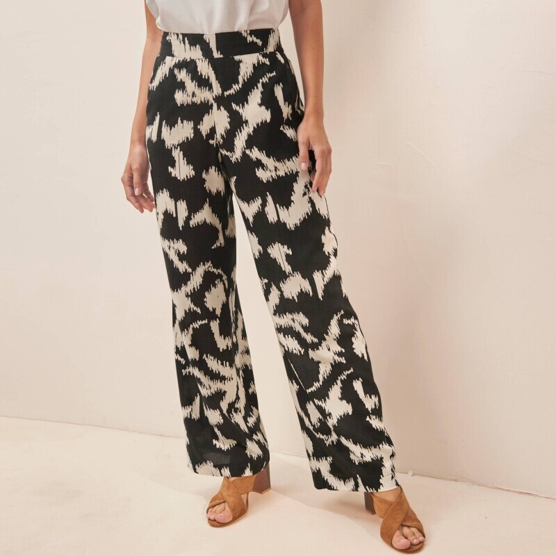 Široké nohavice s potlačou a pružným pásom