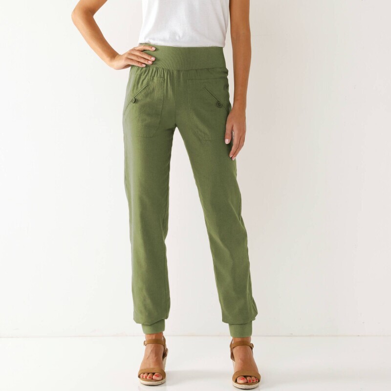 Dlouhé kalhoty s pružnými lemy a pružným pasem