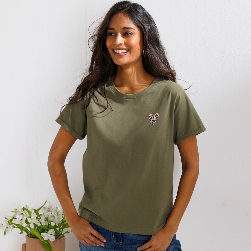 Džersejové tričko s okrúhlym výstrihom a potlačou srdiečka