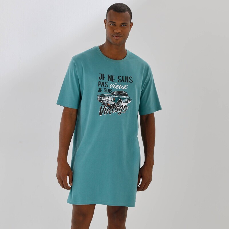 Długa koszulka piżamowa z nadrukiem w stylu vintage