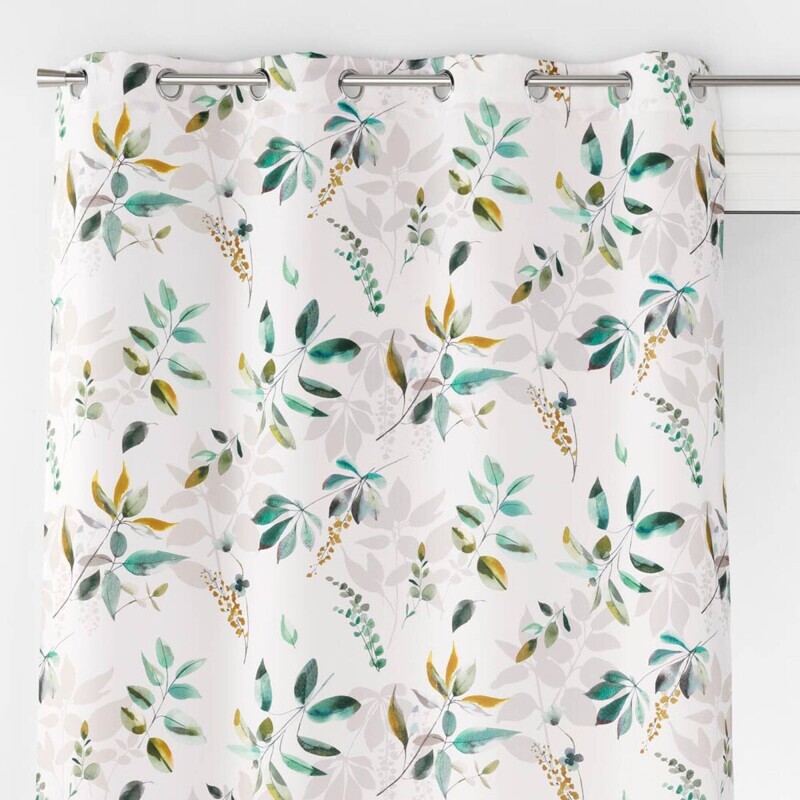 Záves s očkami a rastlinnou potlačou