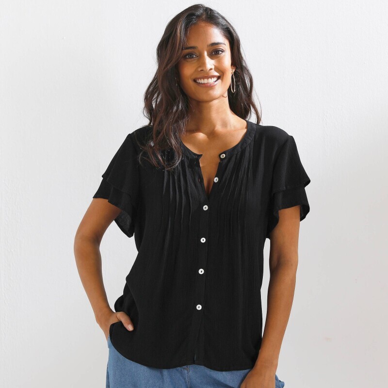 Blúzka so záševkami a krátkymi rukávmi