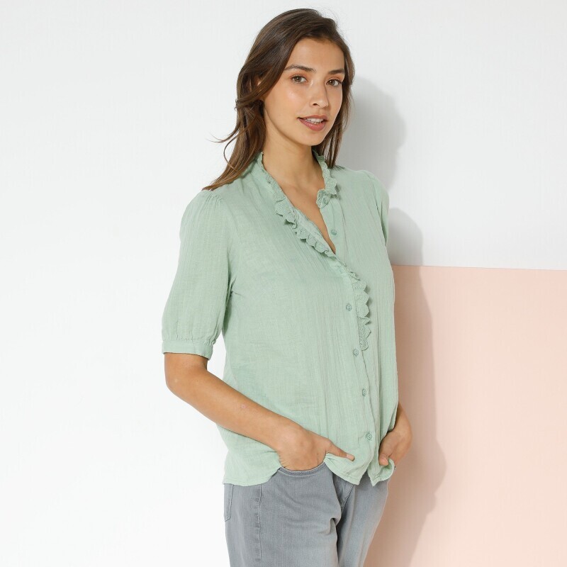 Muślinowa bluzka z krótkim rękawem
