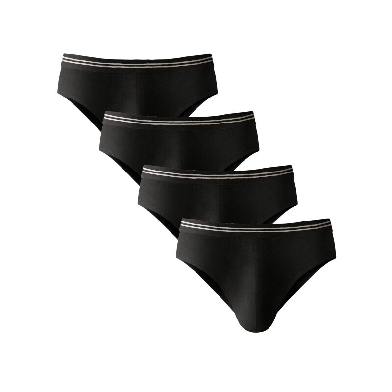 Súprava 4 čiernych slipov s pruhovaným pásom