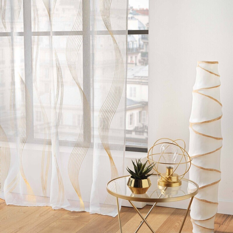 Záclona s metalickou potlačou vlniek