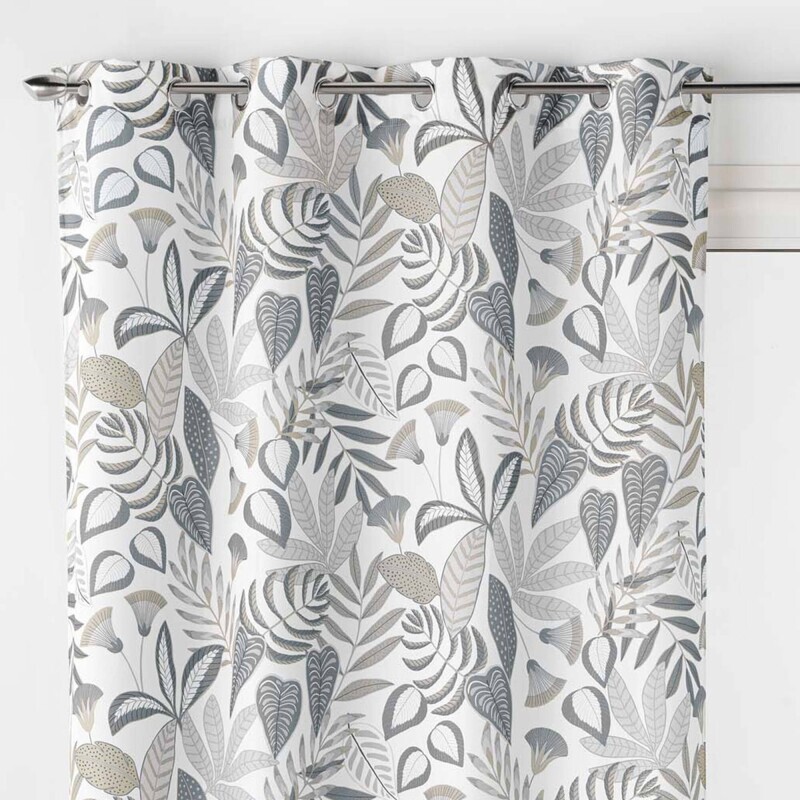 Záves s očkami a rastlinnou potlačou