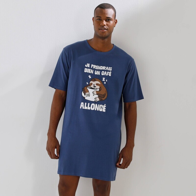 Długa koszulka piżamowa z nadrukiem kawiarnianym
