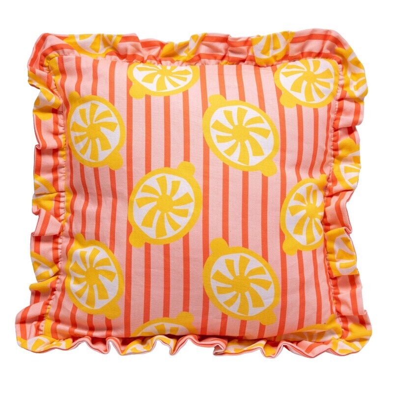 Vankúš s potlačou pruhov a citrónov