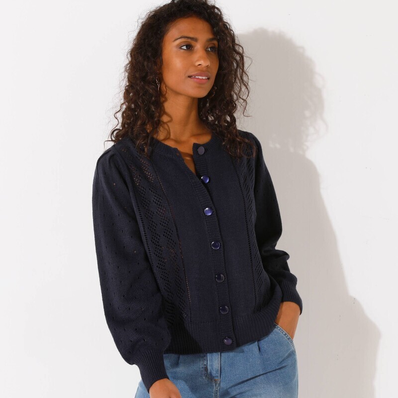 Ažurový svetr na knoflíky