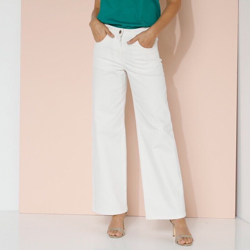 Szerokie płócienne spodnie z 5 kieszeniami