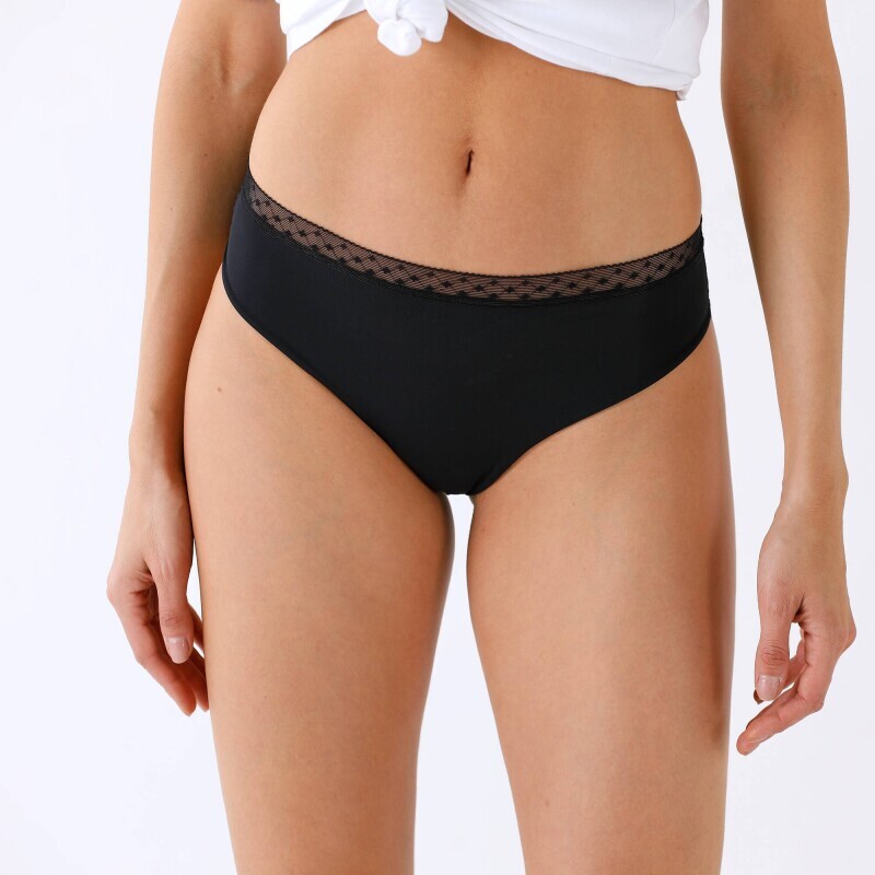 Sada 2 kalhotek midi s vysokým pasem z mikrovlákna a krajky