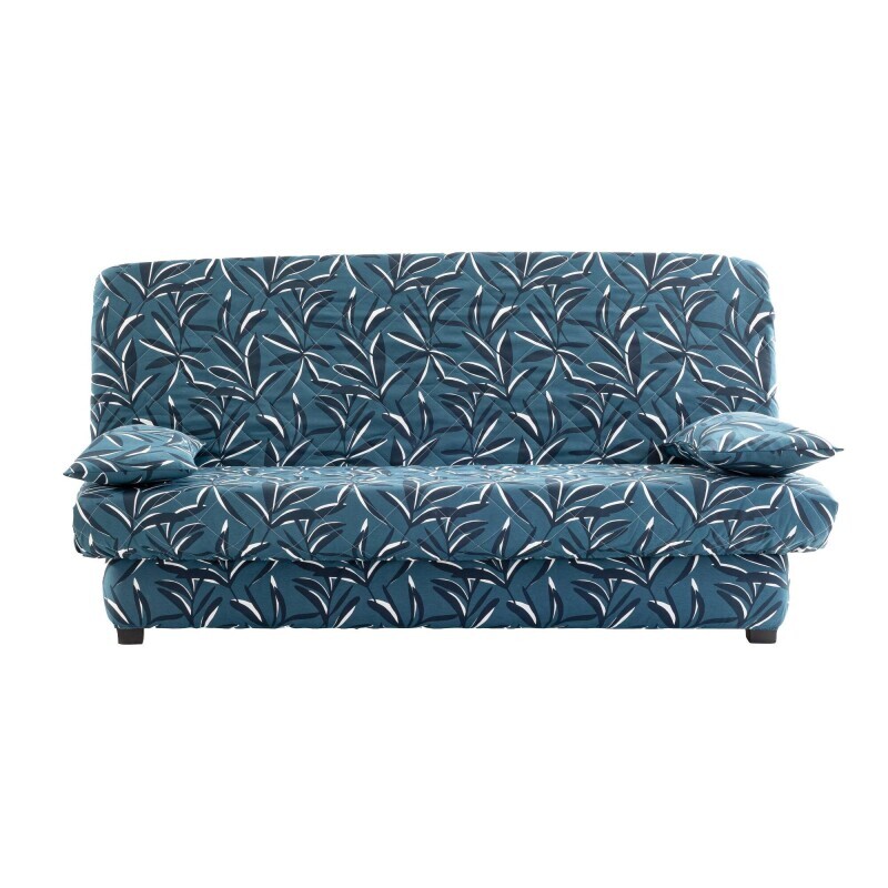 Poťah na pohovku clic-clac s výplňou a potlačou listov