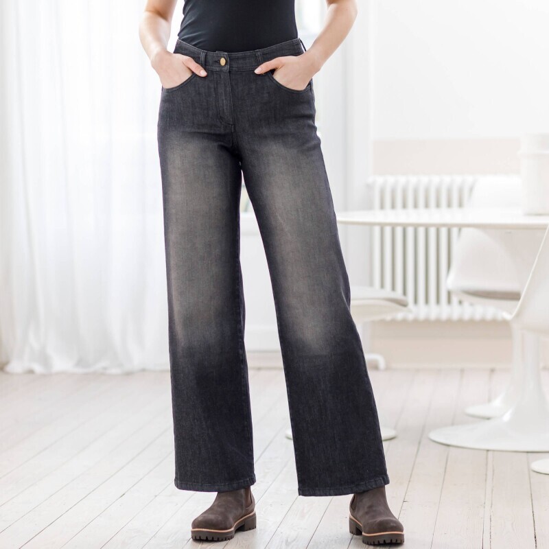 Široké nohavice z denimu s 5 vreckami