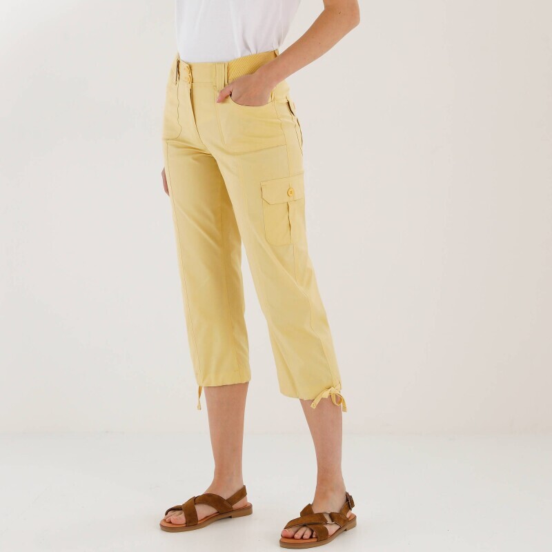 3/4 plátěné kalhoty s pružným úpletovým pasem