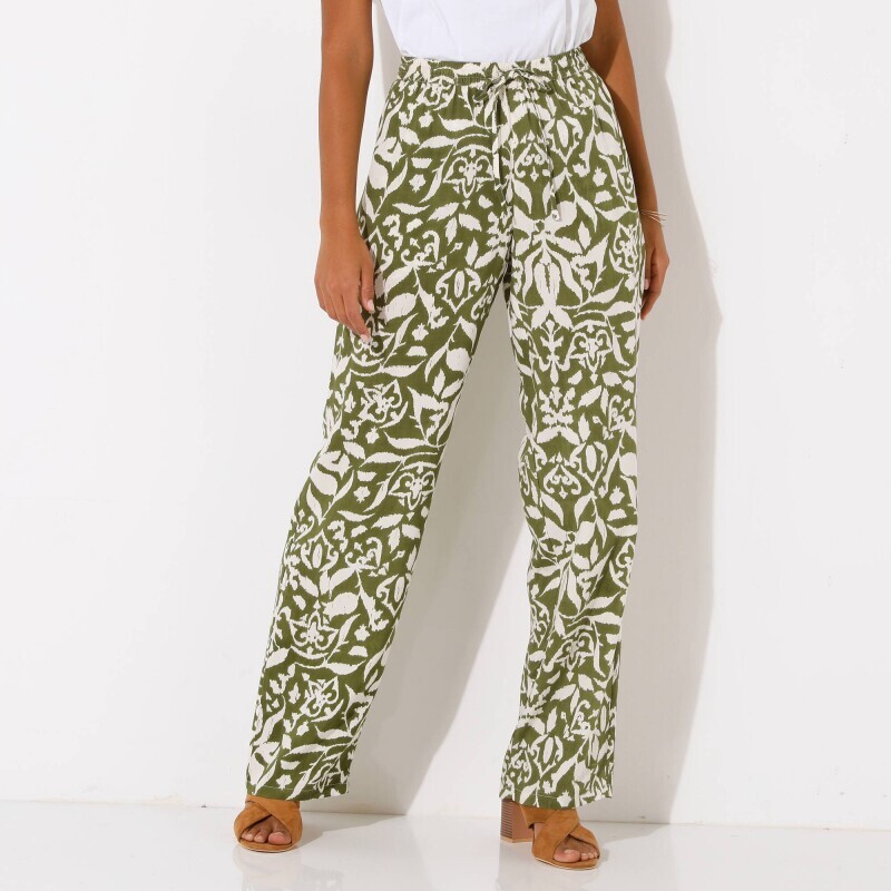 Široké nohavice z viskózy s potlačou