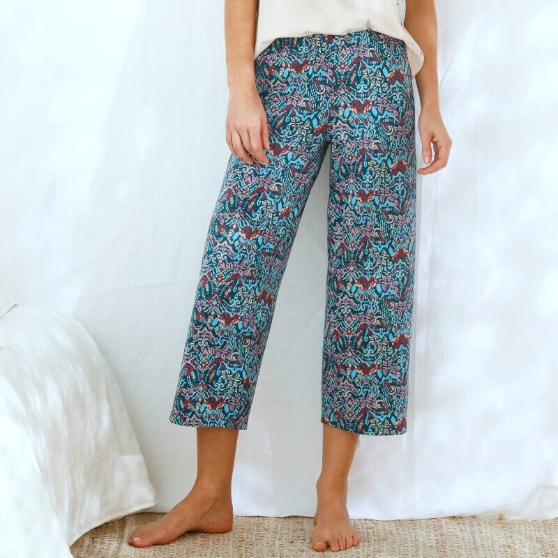 7/8 pyžamové kalhoty s potiskem Ikat vzoru