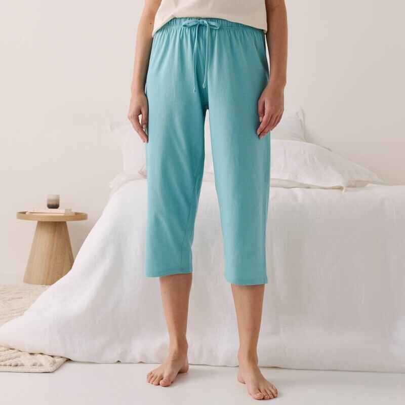 Spodnie piżamowe 3/4 gładkie ze ściągaczem
