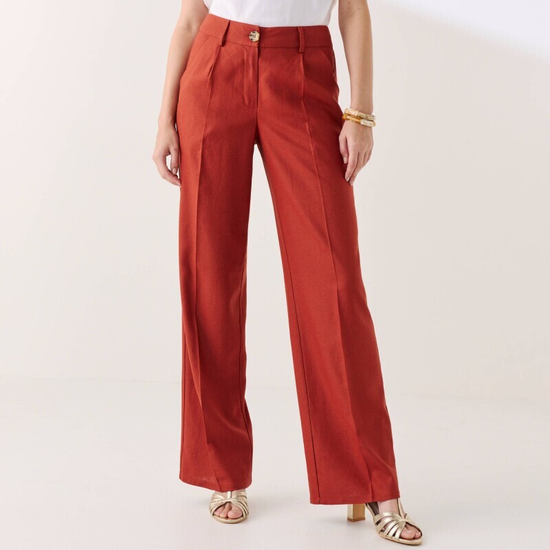 Széles, sima vászonnadrág