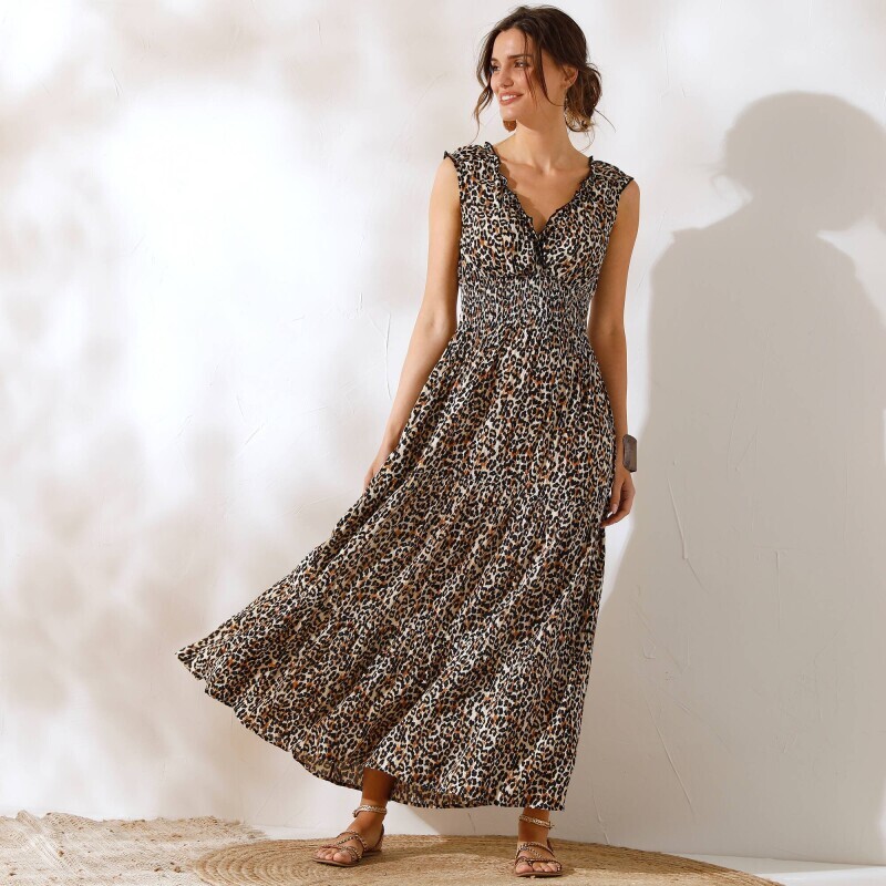 Rochie lungă imprimată fără mâneci