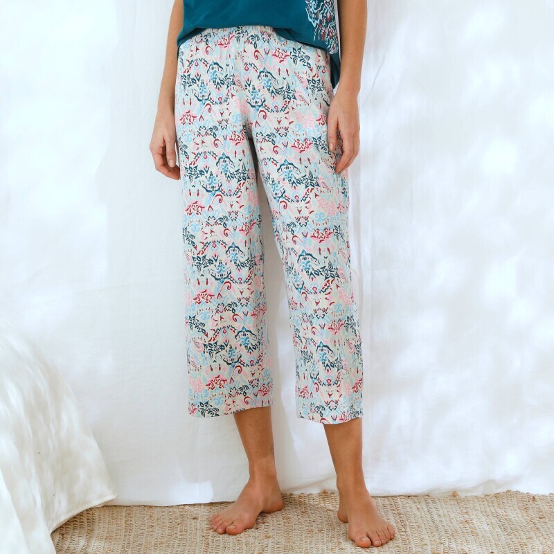 7/8 pyžamové kalhoty s potiskem Ikat vzoru