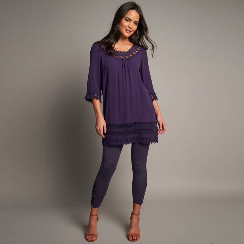 Крепова туніка з рукавами 3/4 та макраме