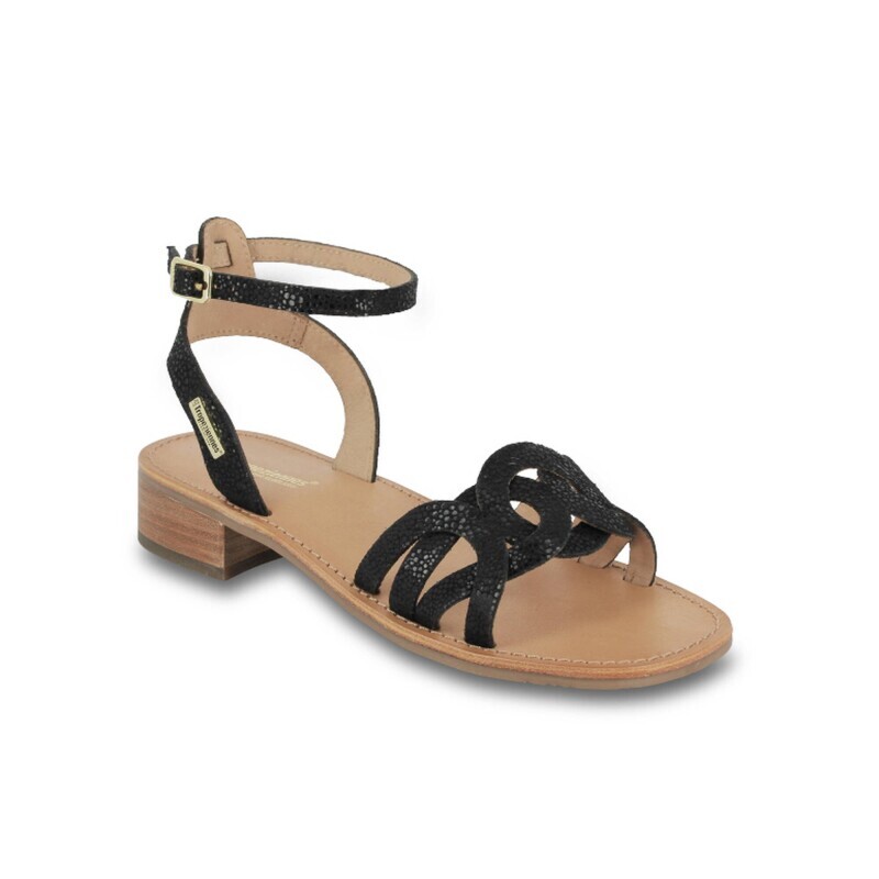 Złote skórzane sandały na obcasie Hireen Les Tropéziennes par M Belarbi