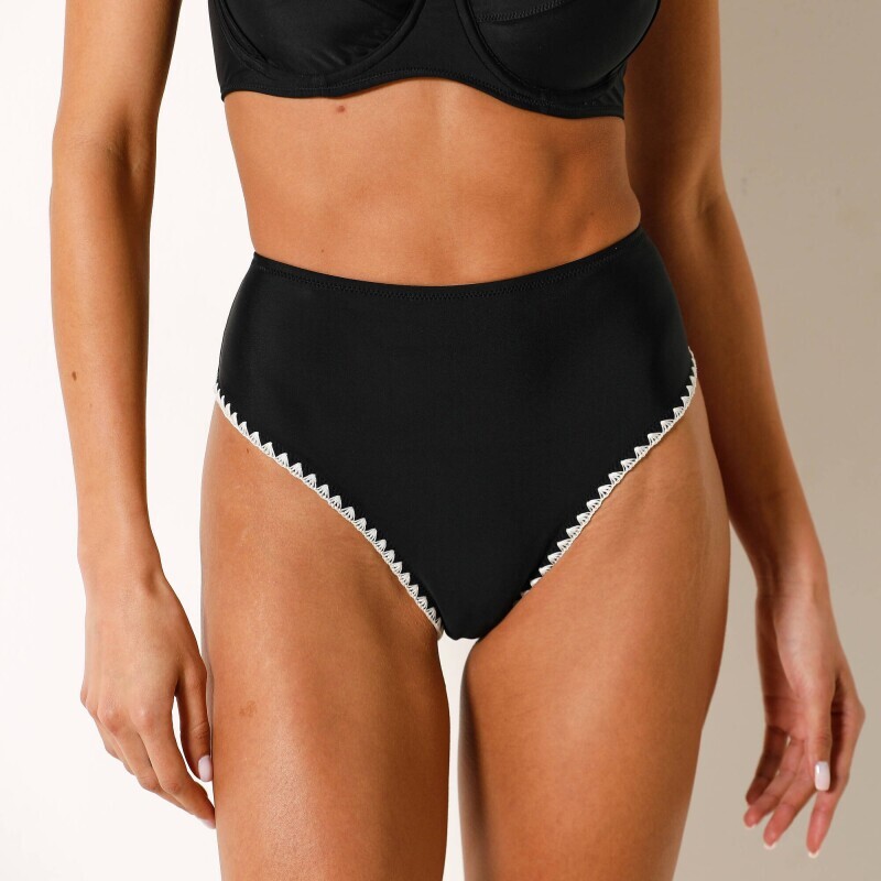 Plavkové vysoké nohavičky s výšivkou