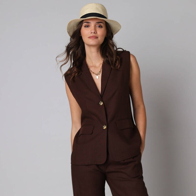 Blejzr bez rukávů, viskóza-len