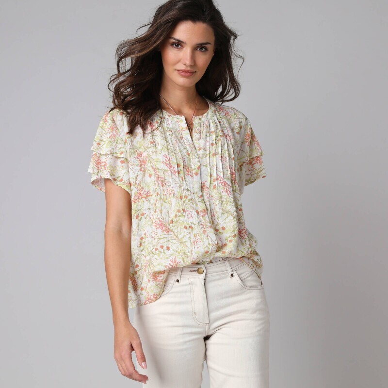 Bluzka koszulowa z kwiatowym nadrukiem