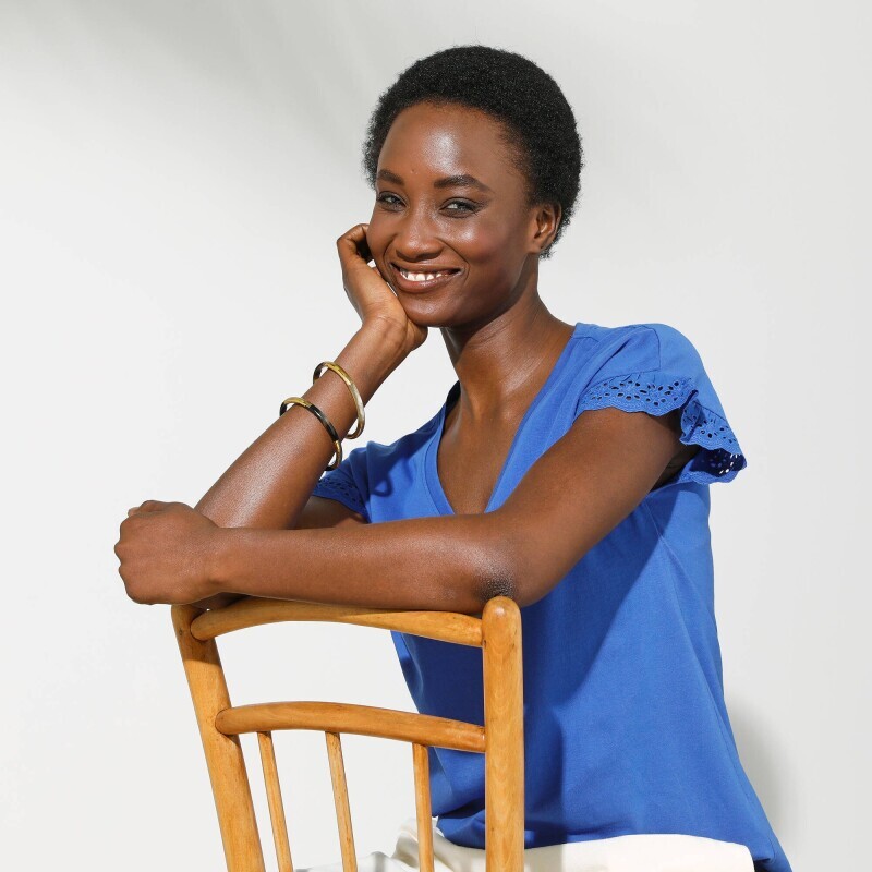 T-shirt z marszczonymi rękawami