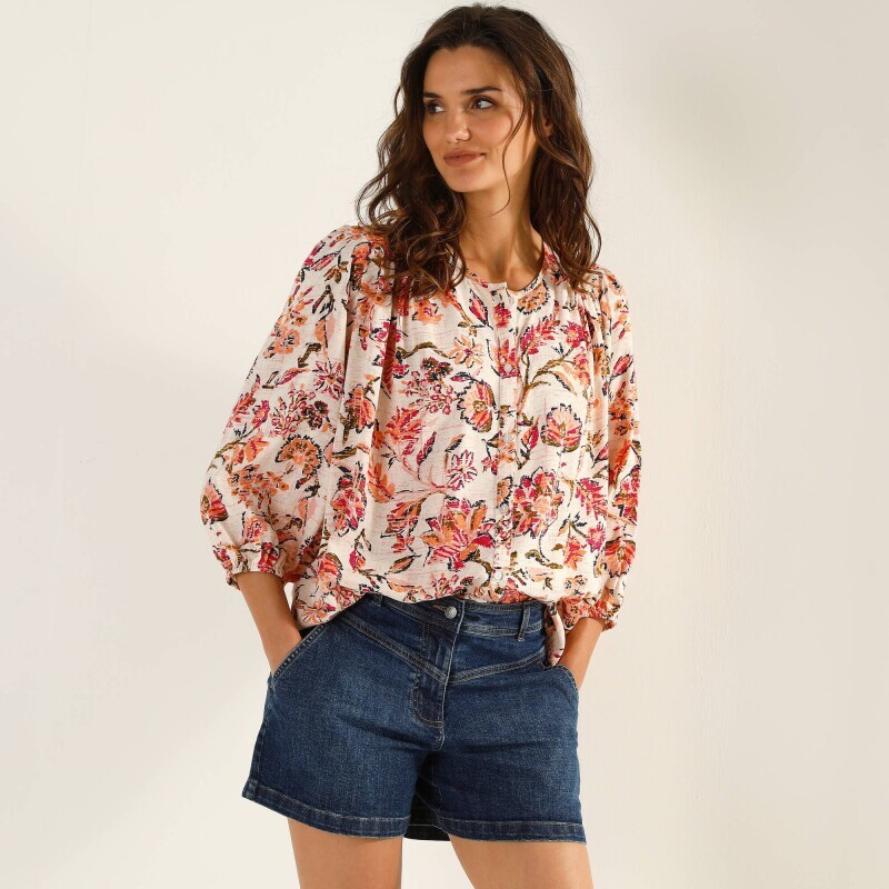 Блузка-сорочка з рукавами 3/4