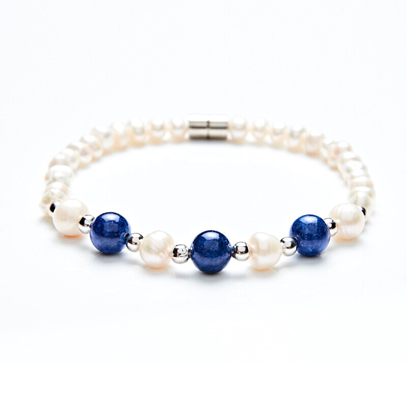 Bransoletka z perłami i jadeitami