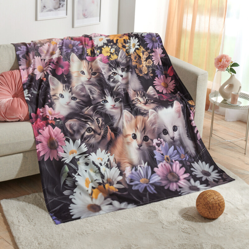 Plyšová deka Kočky