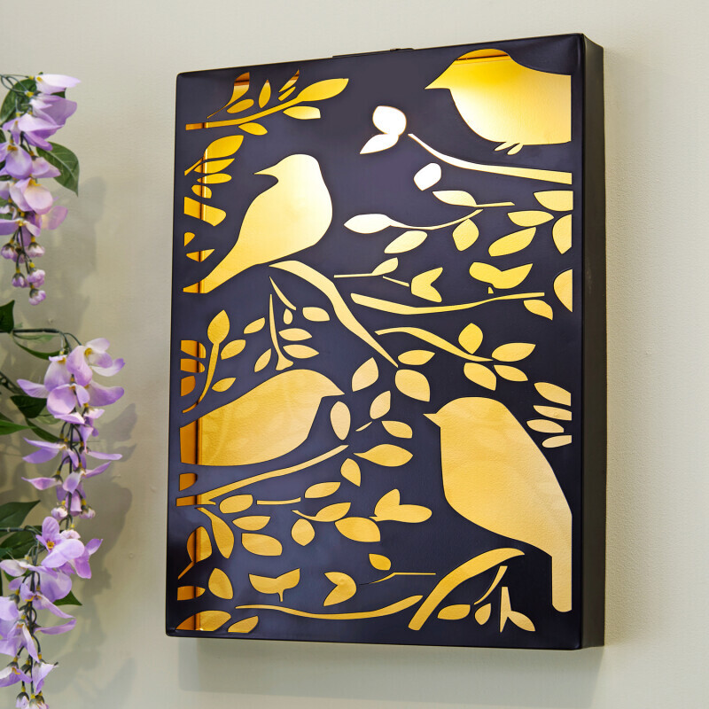 Decorațiune solară de perete cu păsări