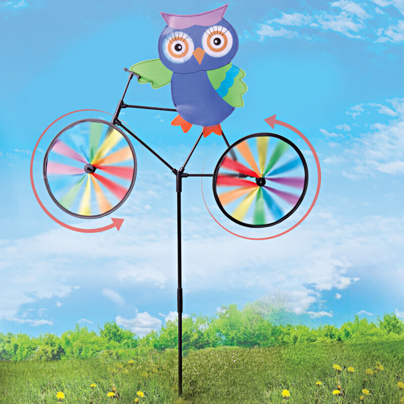 Bufniță decorativă pe bicicletă