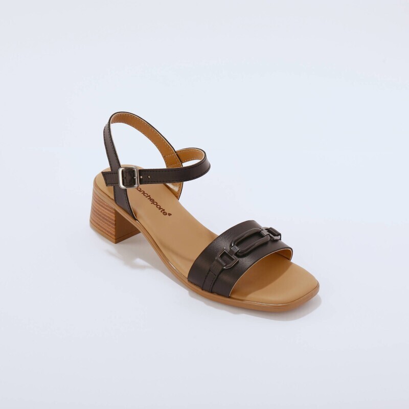 Sandały na obcasie ze skóry