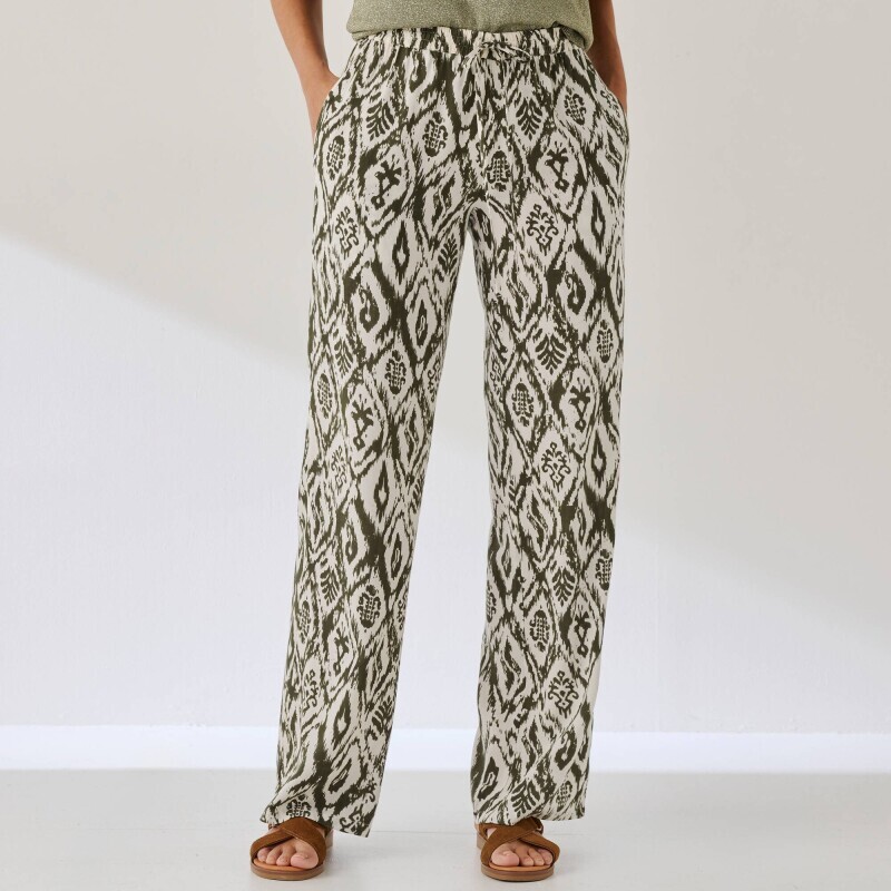 Широкі штани з принтом та еластичним поясом