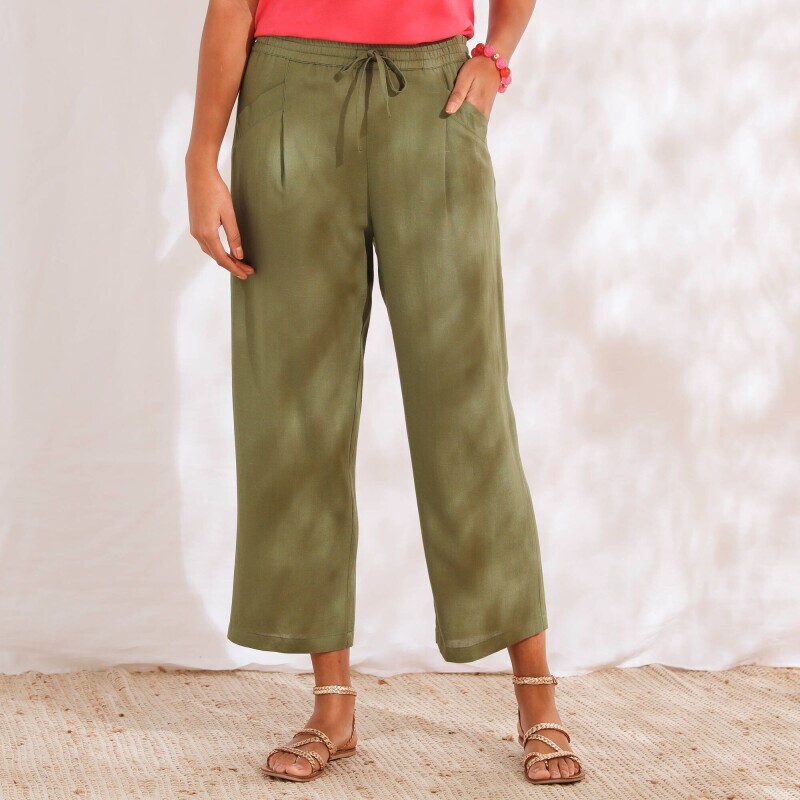 Штани шириною 7/8 з суміші віскози та льону