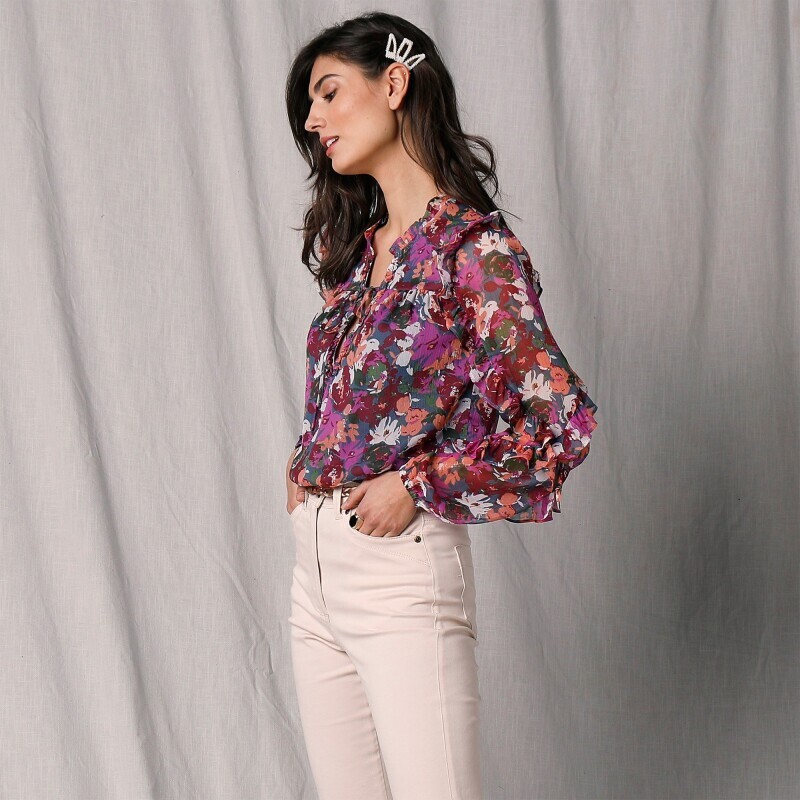 Крепова блузка з принтом