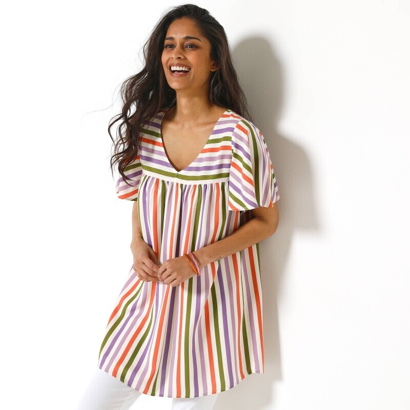 Csíkos tunika V-nyakkal