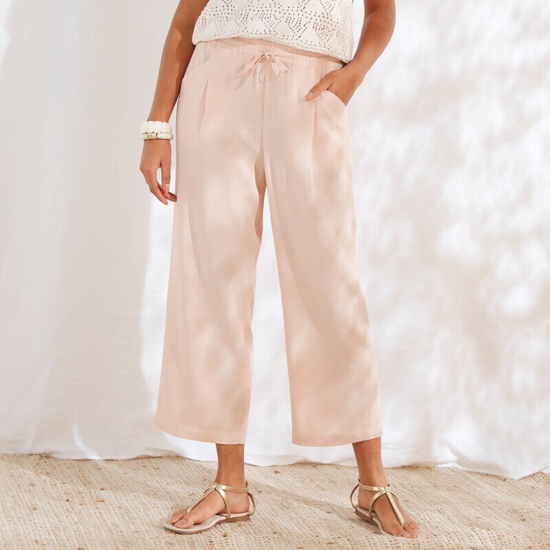 Штани шириною 7/8 з суміші віскози та льону